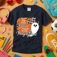 The Only Ghost I Know Is The Holy Ghost Halloween Christian Kids T-Shirt thumb 3
