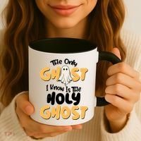 The Only Ghost I Know Is The Hold Ghost Christian Halloween Coffee Mug thumb 3