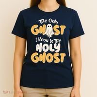 The Only Ghost I Know Is The Hold Ghost Christian Halloween T-Shirt thumb 4