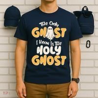 The Only Ghost I Know Is The Hold Ghost Christian Halloween T-Shirt thumb 6