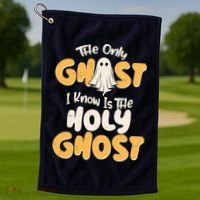 The Only Ghost I Know Is The Hold Ghost Christian Halloween Golf Towel thumb 1
