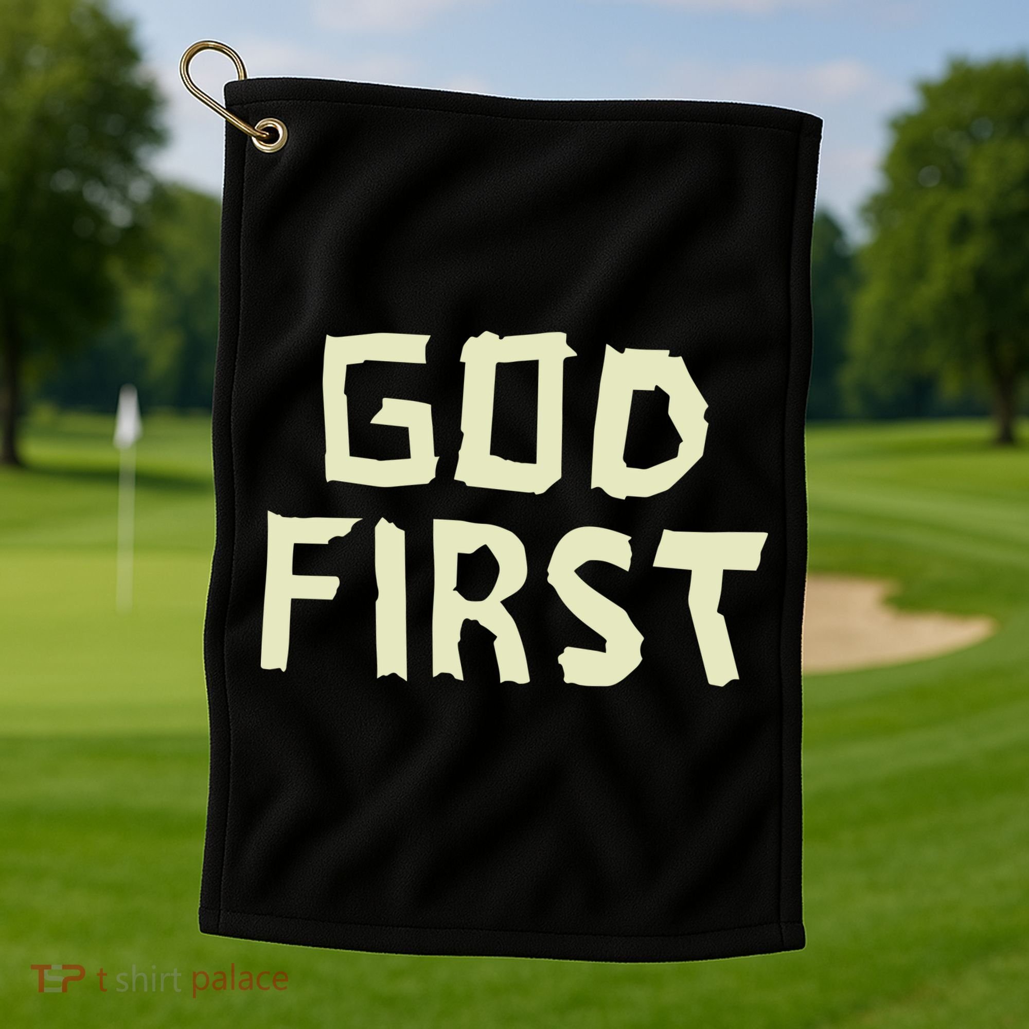 Taped Off God First Golf Towel