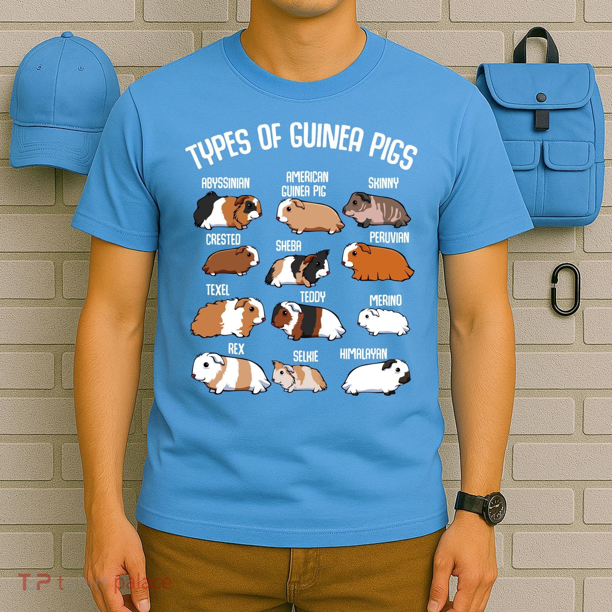 Types Of Guinea Pigs Household Pet Animal Rodent Fluffy Cute Great Gift T-Shirt
