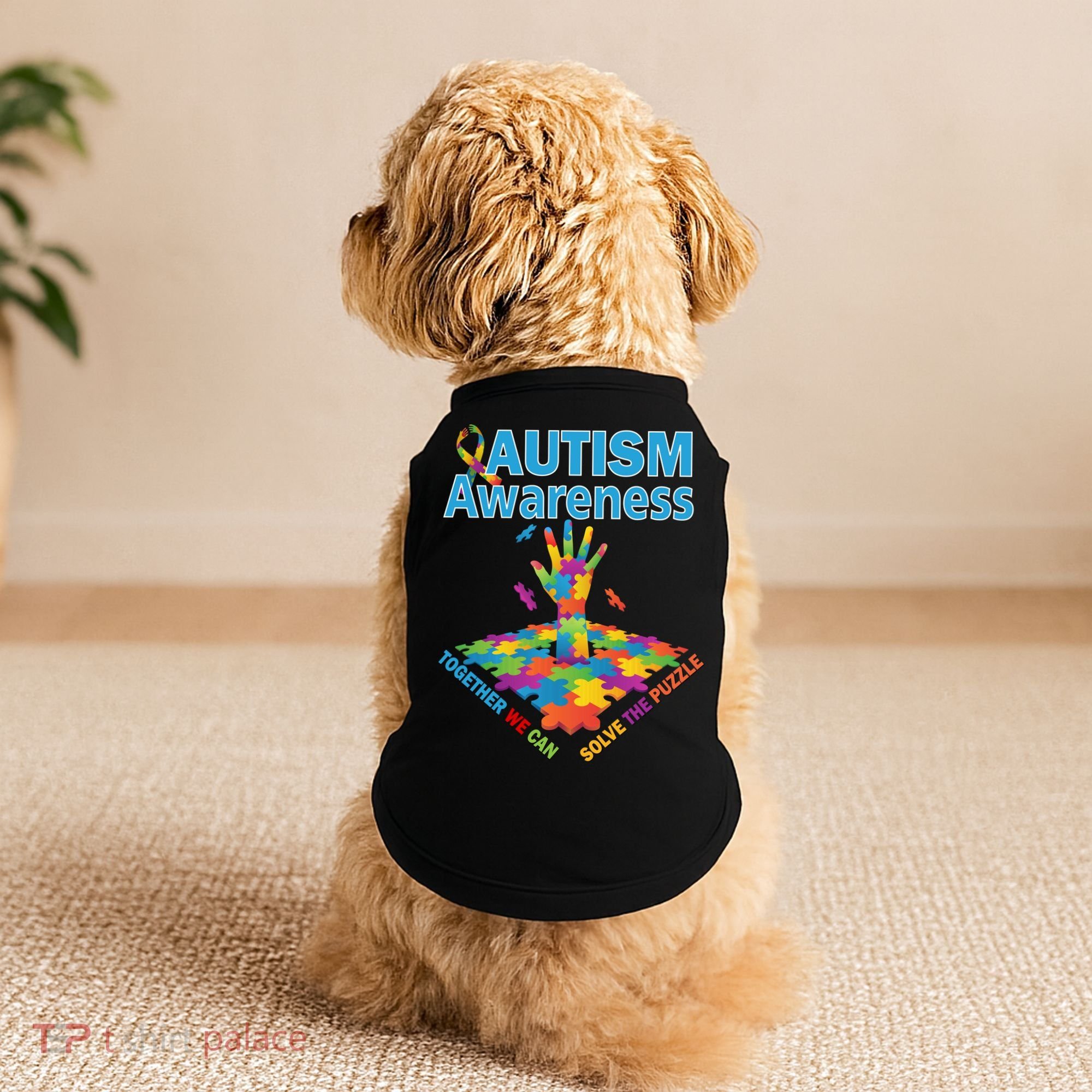 Together We Can Solve The Puzzle Autism Awareness Doggie Tank