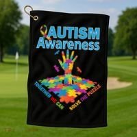 Together We Can Solve The Puzzle Autism Awareness Golf Towel thumb 1