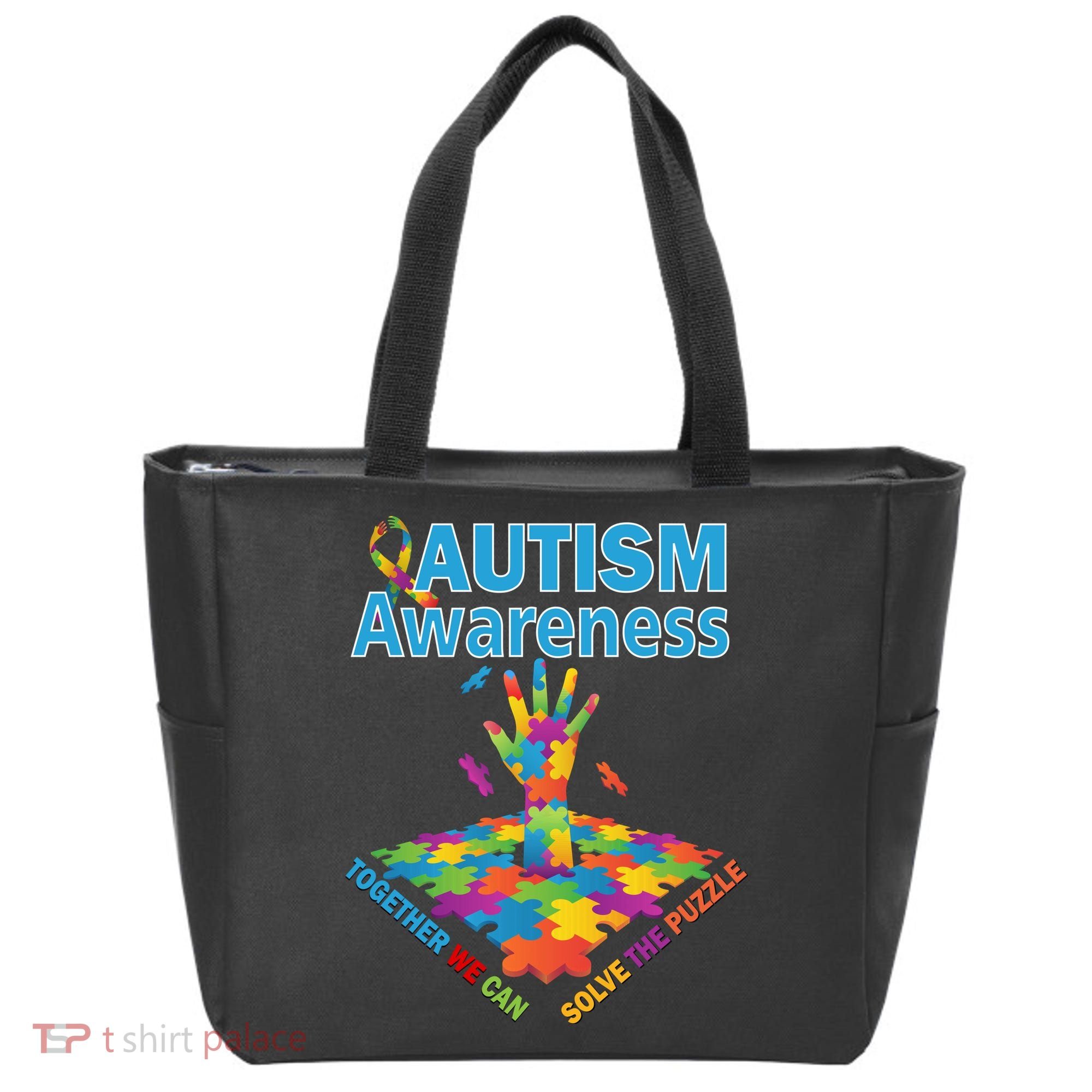 Together We Can Solve The Puzzle Autism Awareness Tote Bag