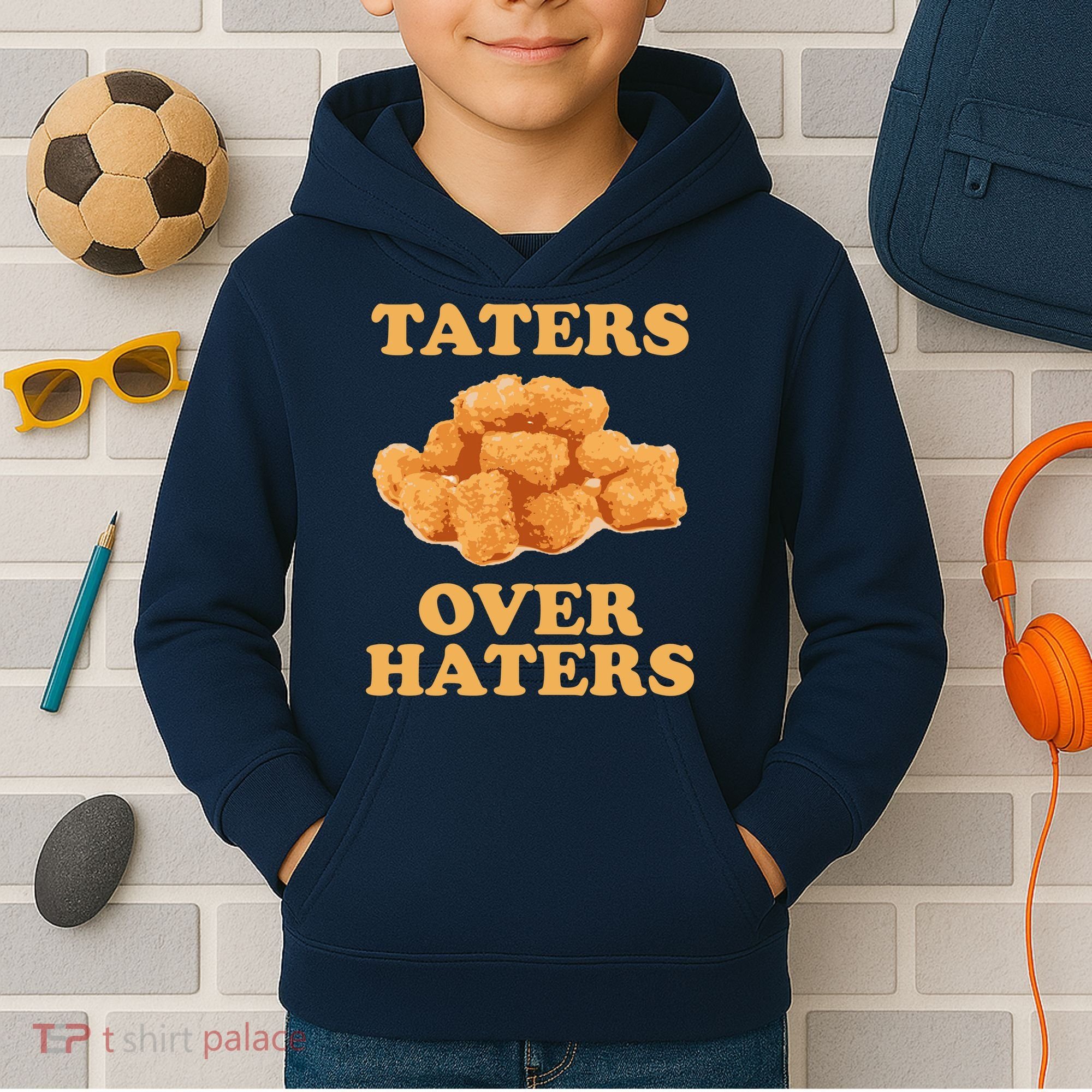 Taters Over Haters Funny Food Kids Hoodie