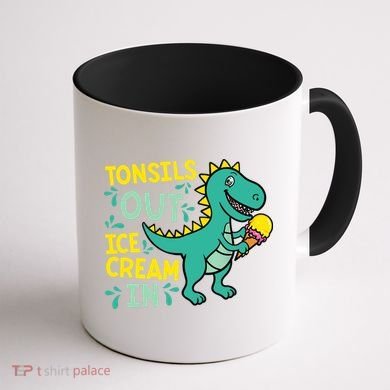 Tonsils Out Ice Cream In Dino Tonsillectomy Tonsil Removal Coffee Mug back