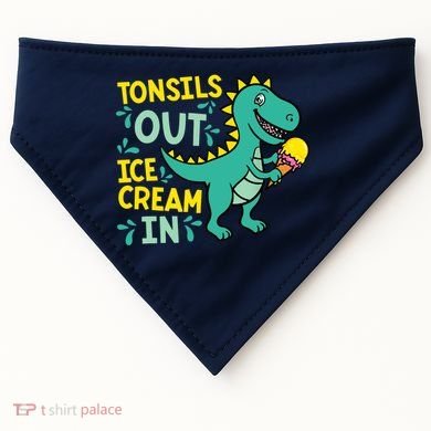Tonsils Out Ice Cream In Dino Tonsillectomy Tonsil Removal USA-Made Doggie Bandana