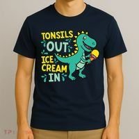 Tonsils Out Ice Cream In Dino Tonsillectomy Tonsil Removal T-Shirt thumb 3