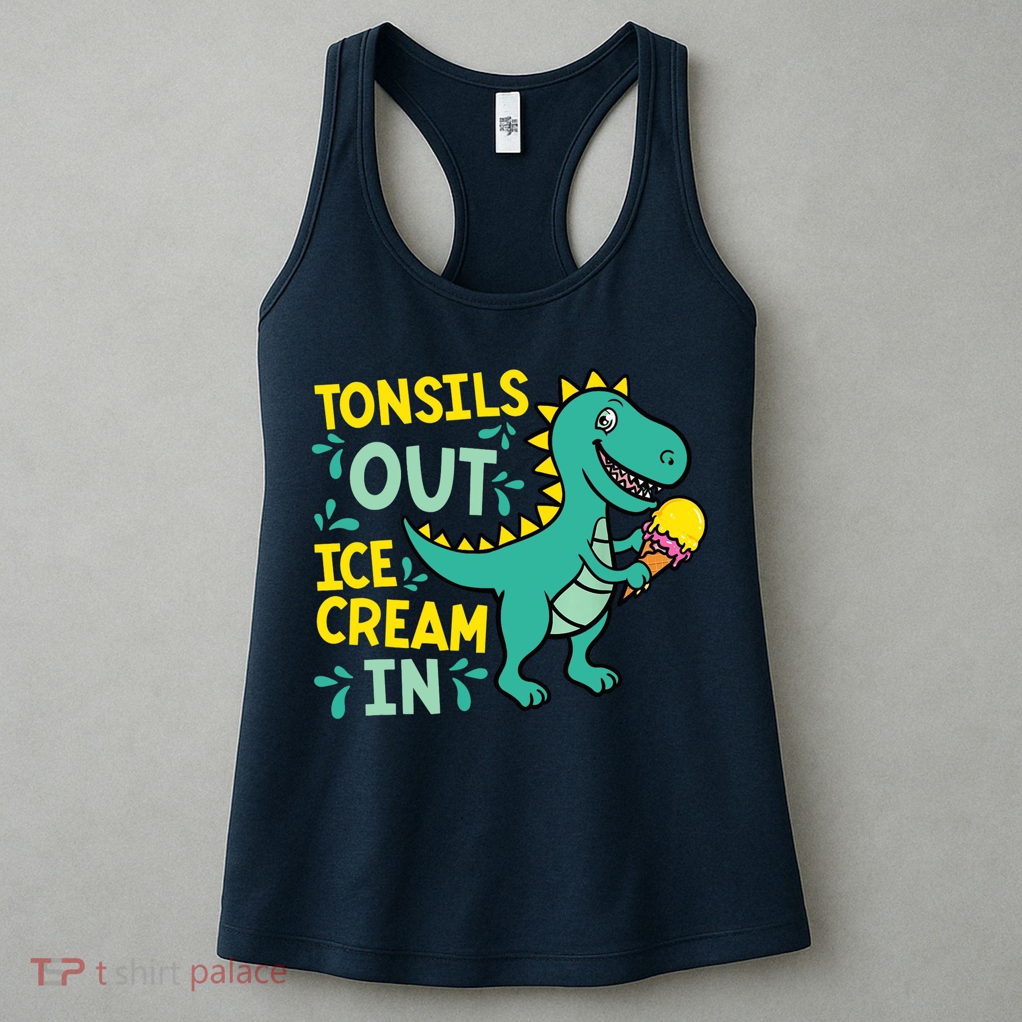Tonsils Out Ice Cream In Dino Tonsillectomy Tonsil Removal Women's Tank Top