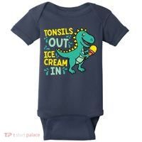 Tonsils Out Ice Cream In Dino Tonsillectomy Tonsil Removal Baby Bodysuit thumb 0