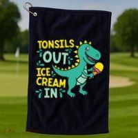 Tonsils Out Ice Cream In Dino Tonsillectomy Tonsil Removal Golf Towel thumb 1