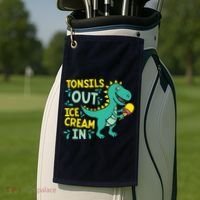 Tonsils Out Ice Cream In Dino Tonsillectomy Tonsil Removal Golf Towel thumb 2