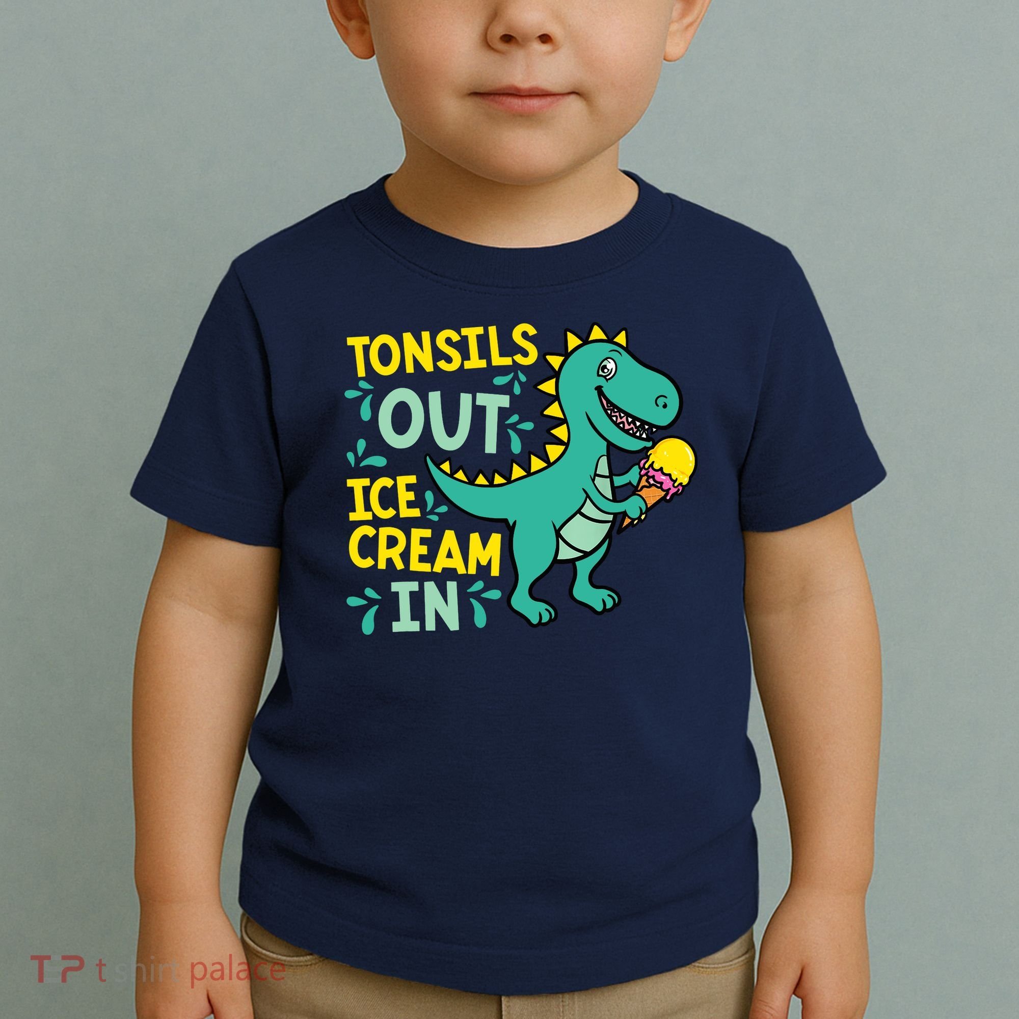 Tonsils Out Ice Cream In Dino Tonsillectomy Tonsil Removal Toddler T-Shirt