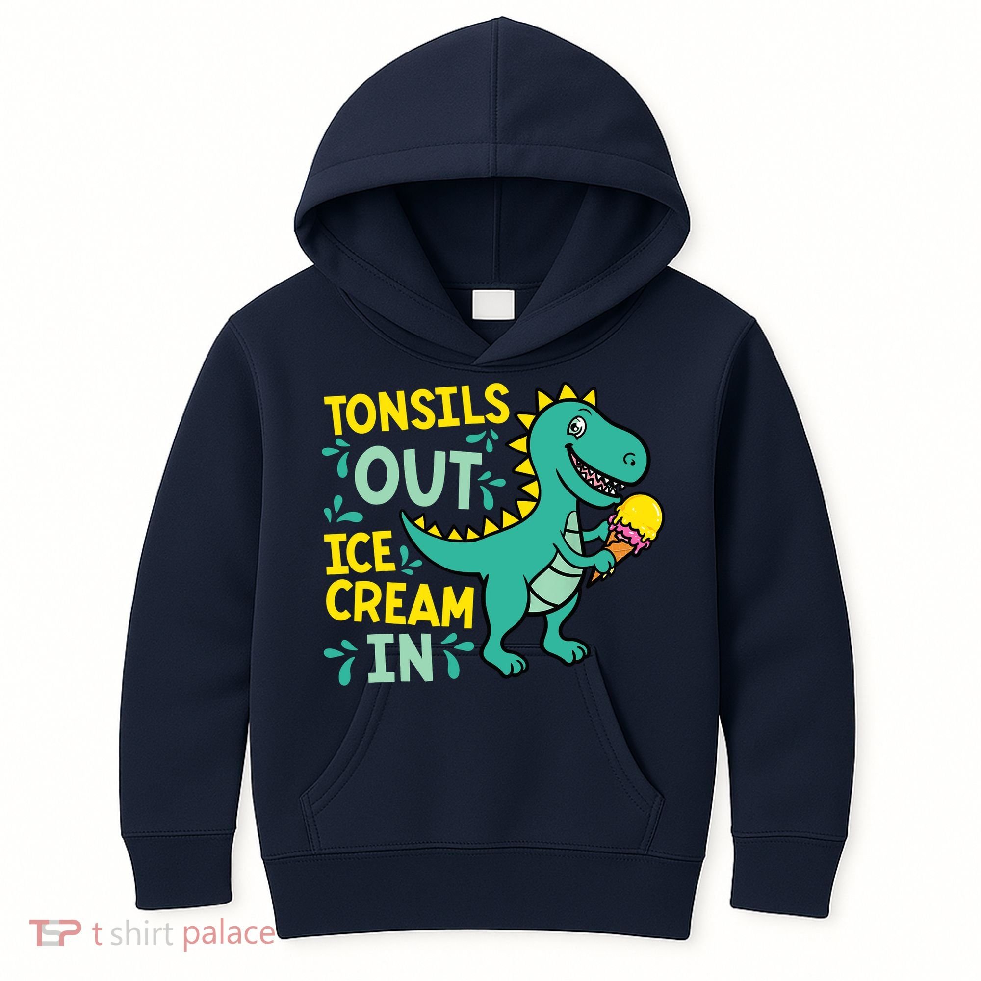 Tonsils Out Ice Cream In Dino Tonsillectomy Tonsil Removal Kids Hoodie