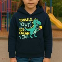 Tonsils Out Ice Cream In Dino Tonsillectomy Tonsil Removal Kids Hoodie thumb 3