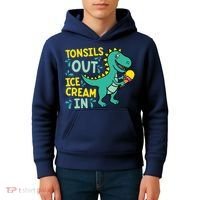 Tonsils Out Ice Cream In Dino Tonsillectomy Tonsil Removal Kids Hoodie thumb 4