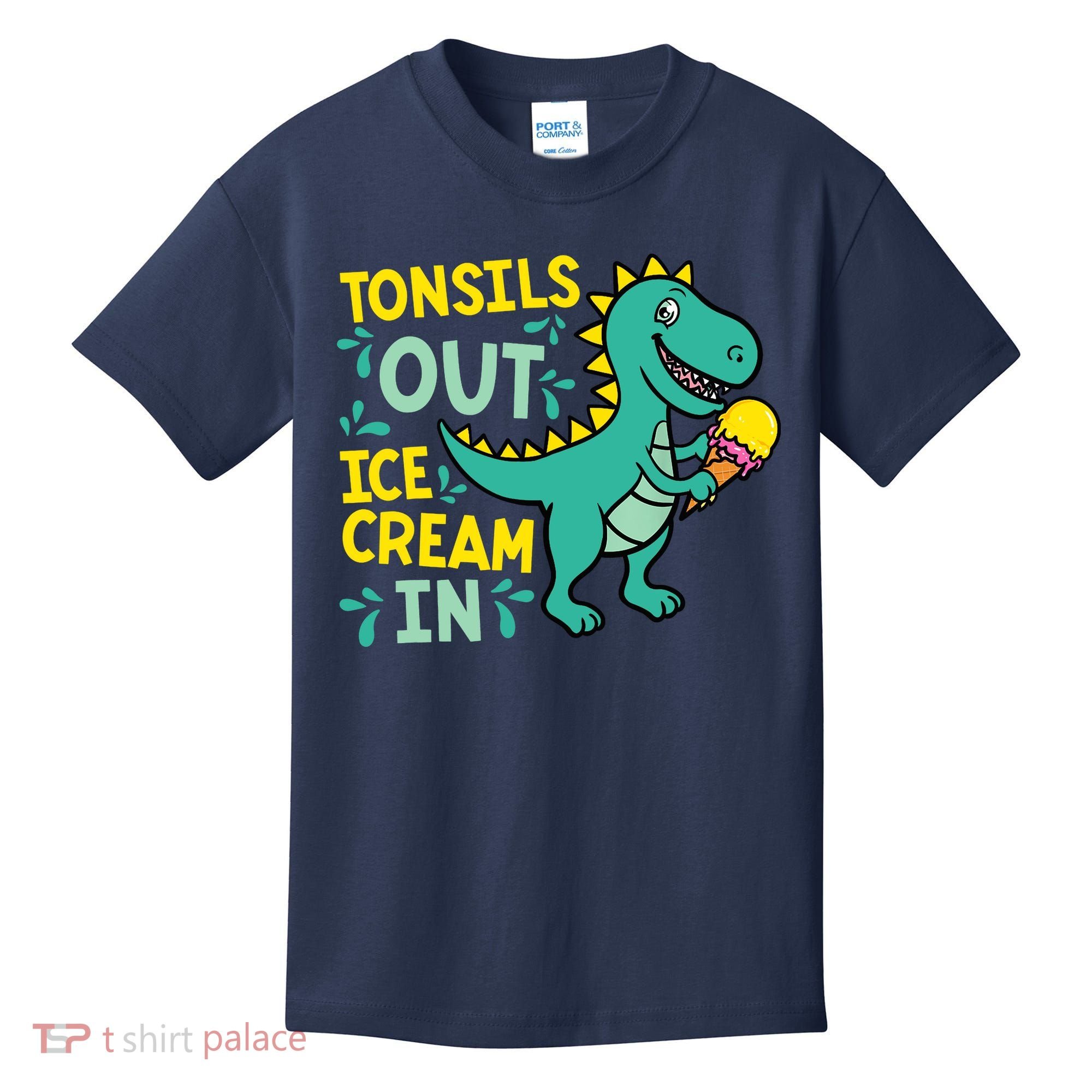 Tonsils Out Ice Cream In Dino Tonsillectomy Tonsil Removal Kids T-Shirt