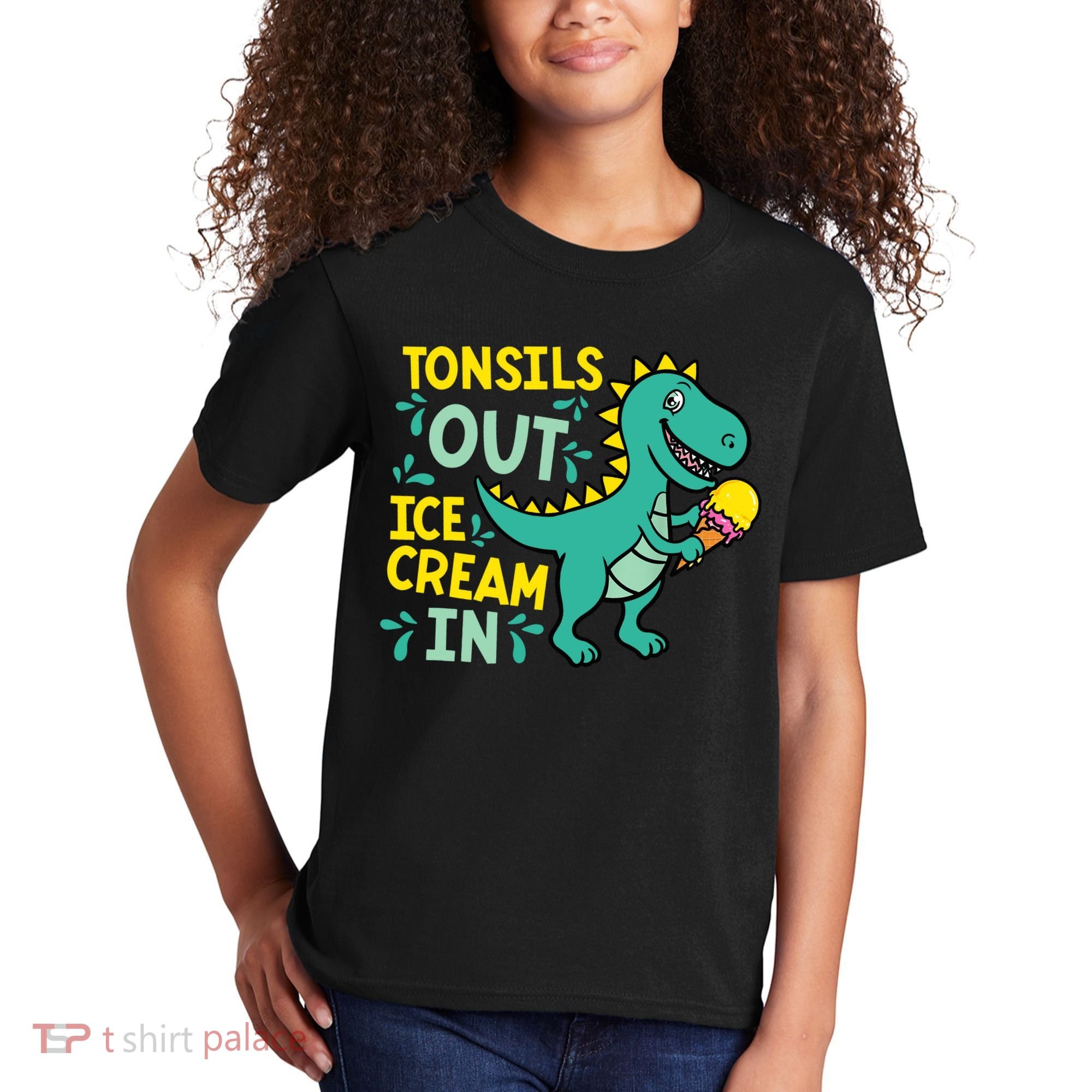 Tonsils Out Ice Cream In Dino Tonsillectomy Tonsil Removal Kids T-Shirt