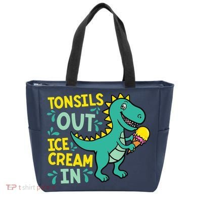 Tonsils Out Ice Cream In Dino Tonsillectomy Tonsil Removal Tote Bag