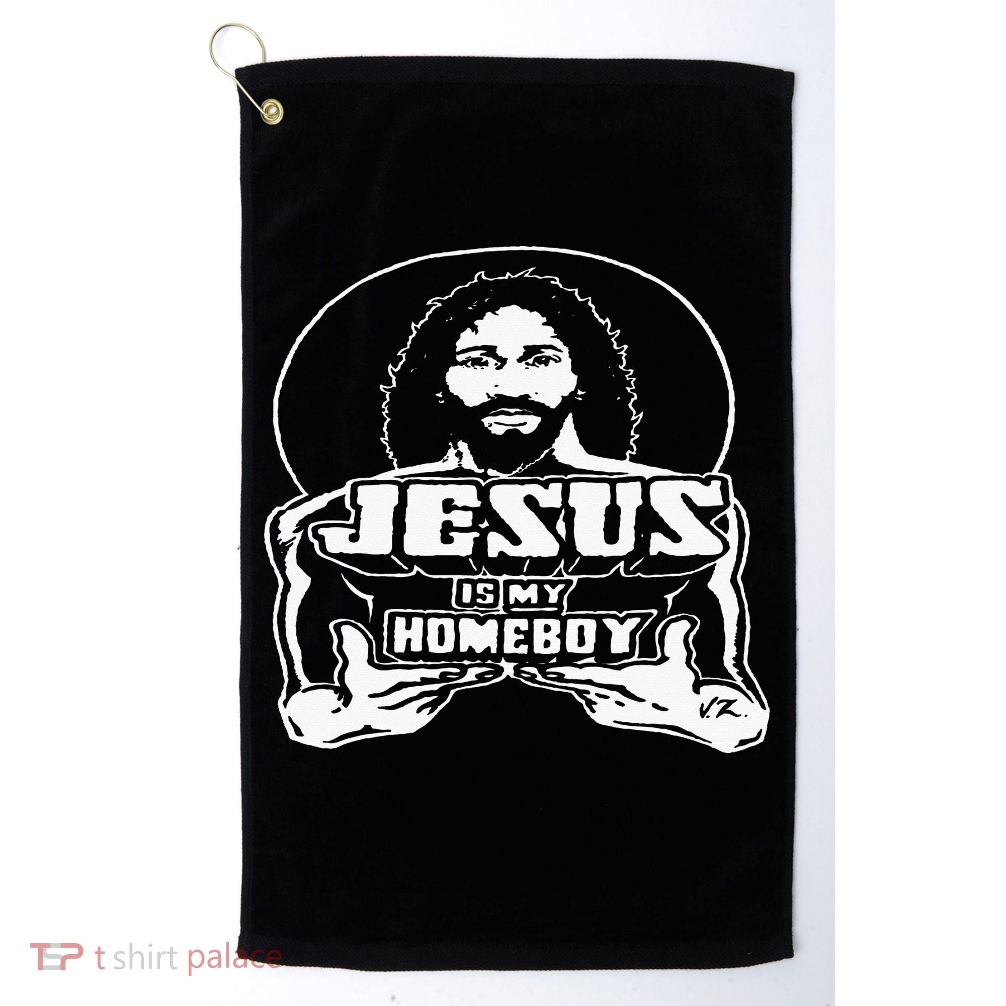The Original Jesus Is My Homeboy Black Golf Towel