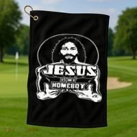 The Original Jesus Is My Homeboy Black Golf Towel thumb 1