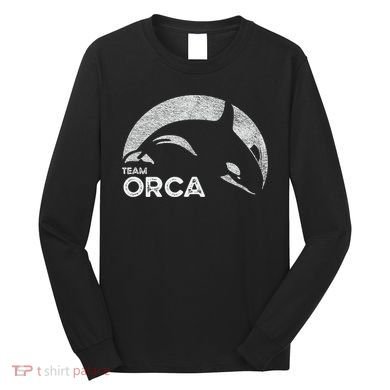 Team Orca Killer Whale Distressed Design Long Sleeve Shirt