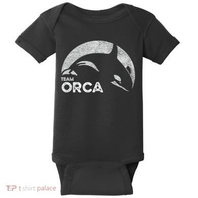Team Orca Killer Whale Distressed Design Baby Bodysuit