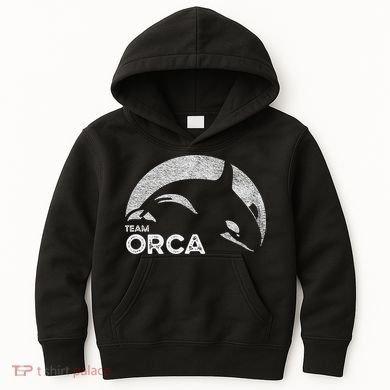 Team Orca Killer Whale Distressed Design Kids Hoodie