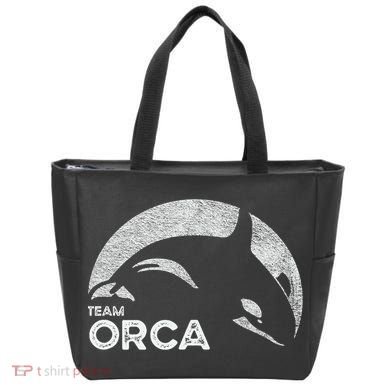 Team Orca Killer Whale Distressed Design Tote Bag