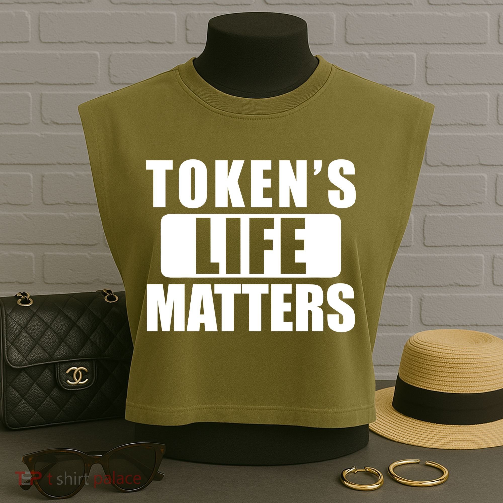 Token's Life Matters Cartman Funny TV Cartoon Garment-Dyed Women's Muscle Tee