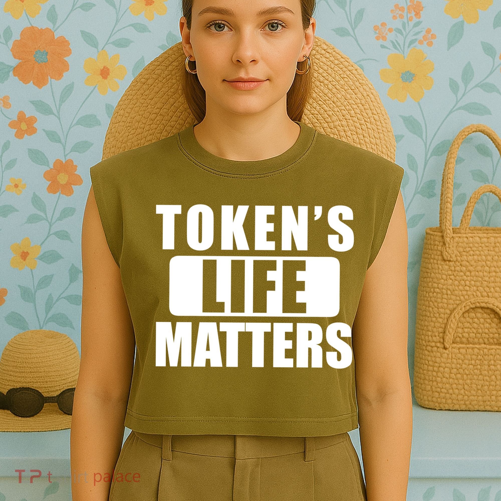 Token's Life Matters Cartman Funny TV Cartoon Garment-Dyed Women's Muscle Tee