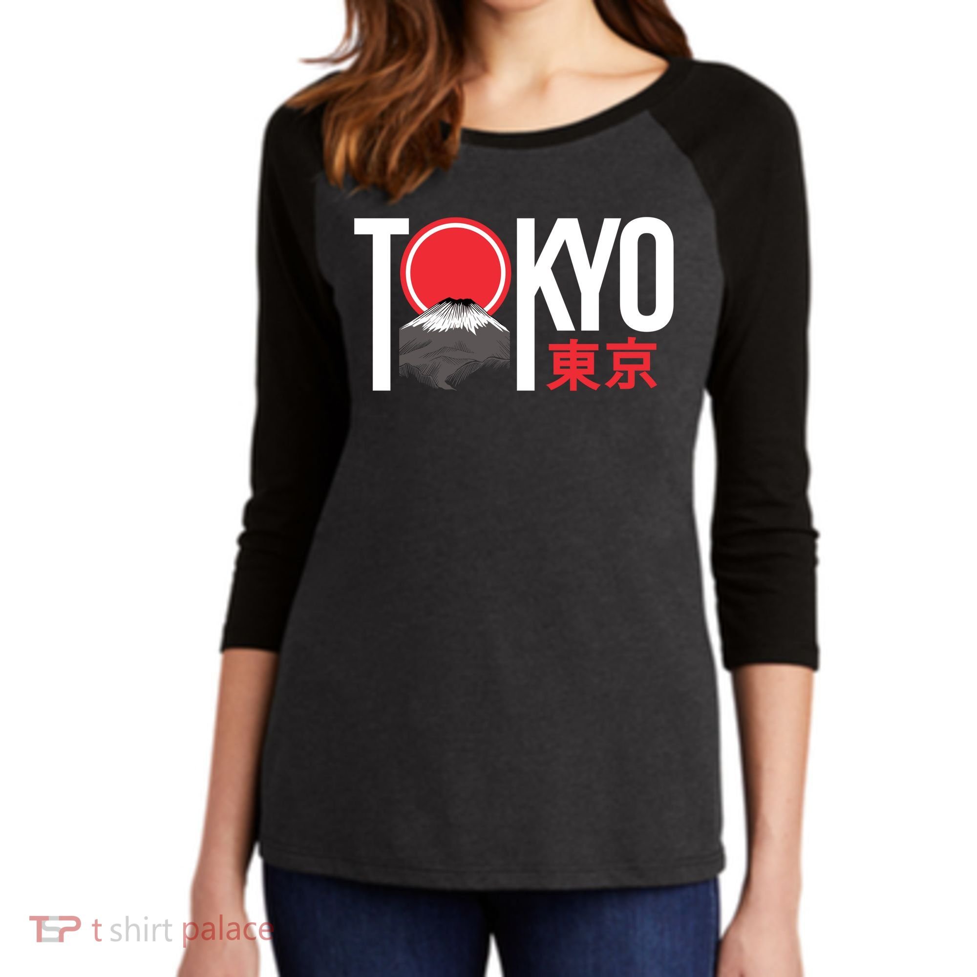 Tokyo Japan Women's Tri-Blend 3/4-Sleeve Raglan Shirt