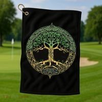 Tree Of Life Yggdrasil Golf Towel thumb 1
