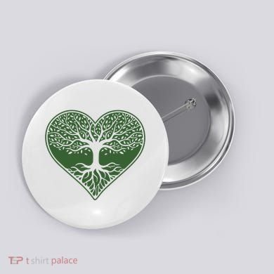 Tree Of Life Heart Nature Button