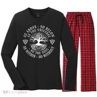 Tree Of Life Celtic As Above So Below As Above So Below As Within So Without Women's Long Sleeve Flannel Pajama Set  thumb 0