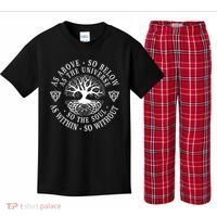 Tree Of Life Celtic As Above So Below As Above So Below As Within So Without Kids Plaid Pajama Set thumb 0