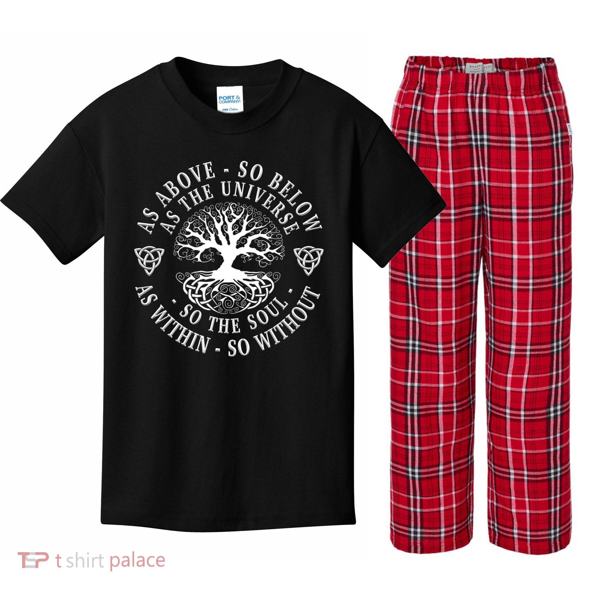 Tree Of Life Celtic As Above So Below As Above So Below As Within So Without Kids Plaid Pajama Set