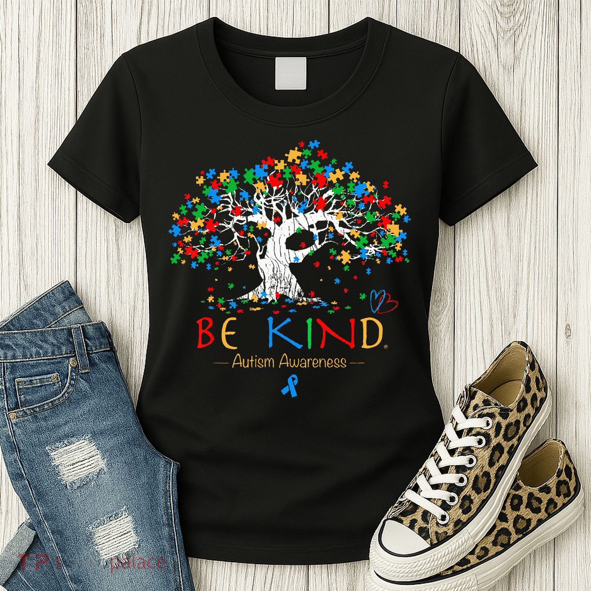 Tree Of Life Autism Awareness Month Puzzle ASD Supporter Women's T-Shirt