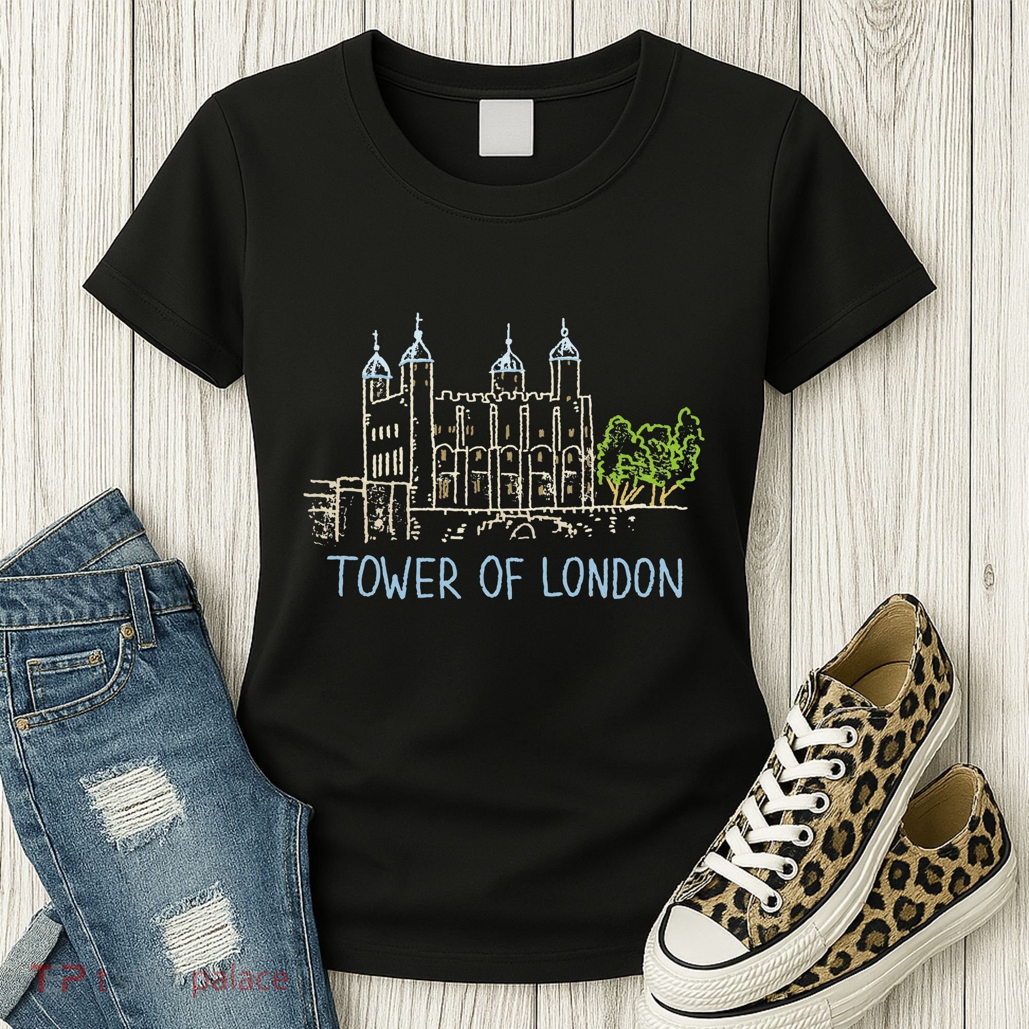 Tower Of London Unique Hand Drawn Art Women's T-Shirt