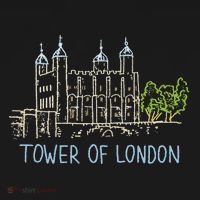 Tower Of London Unique Hand Drawn Art Kids T-Shirt thumb 4
