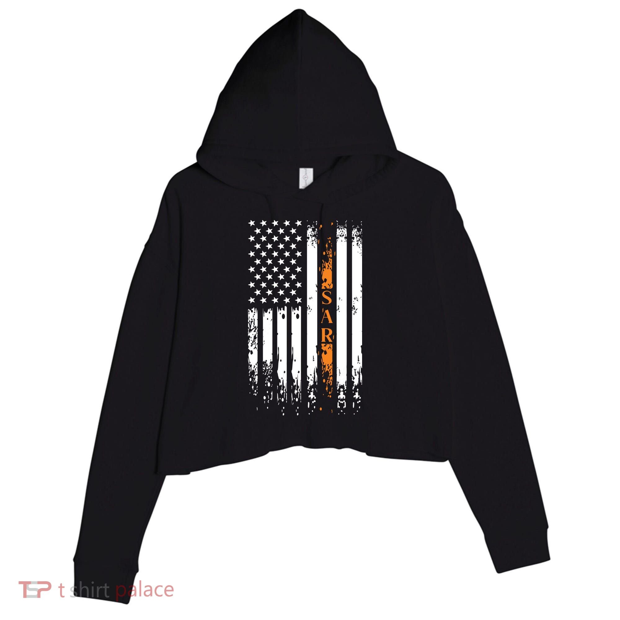 Thin Orange Line Search And Rescue Team SAR Crop Fleece Hoodie