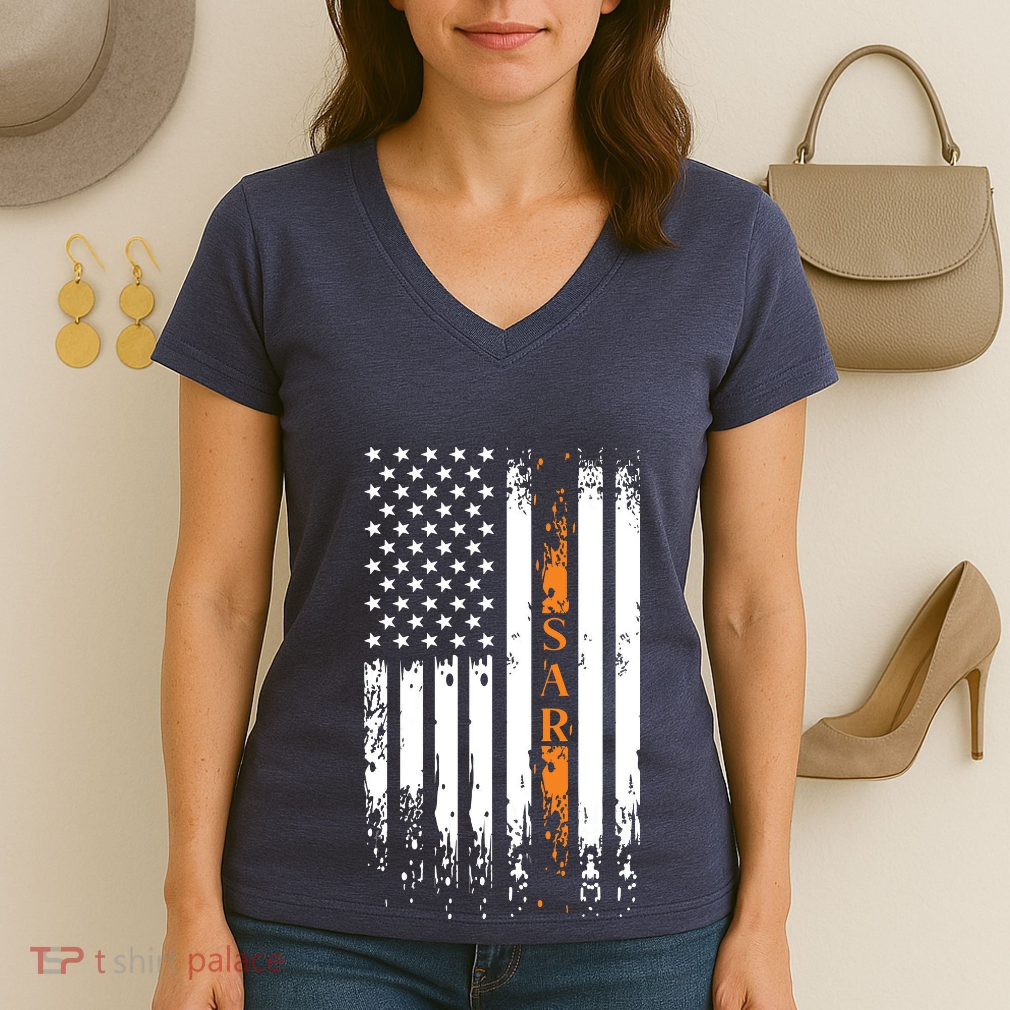 Thin Orange Line Search And Rescue Team SAR Women's V-Neck T-Shirt