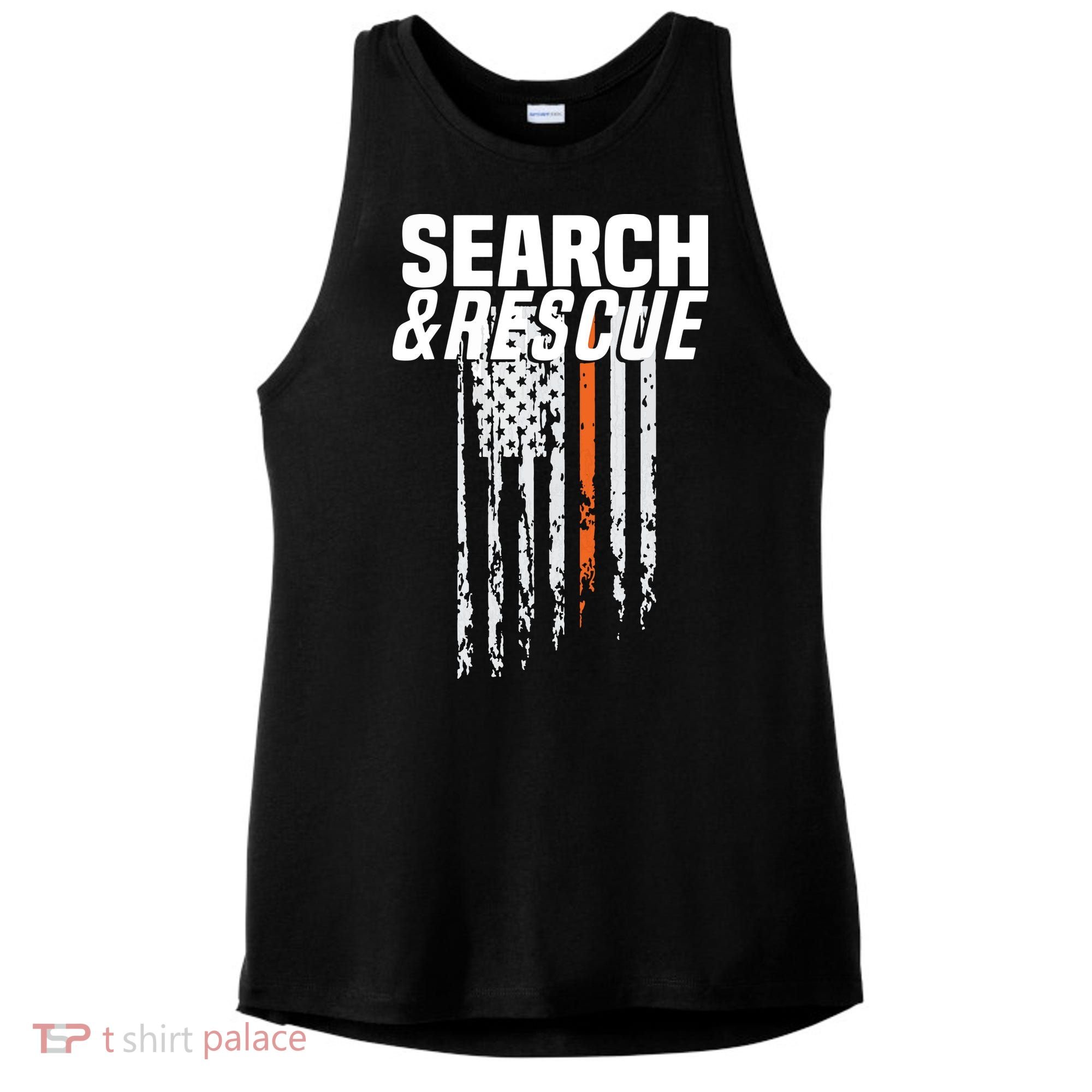 Thin Orange Line Search Rescue SAR Emergency Team Ladies PosiCharge Tri-Blend Wicking Tank