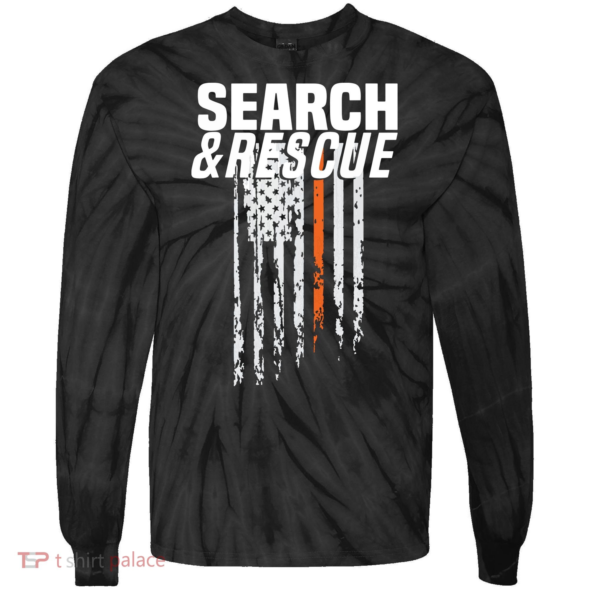 Thin Orange Line Search Rescue SAR Emergency Team Tie-Dye Long Sleeve Shirt