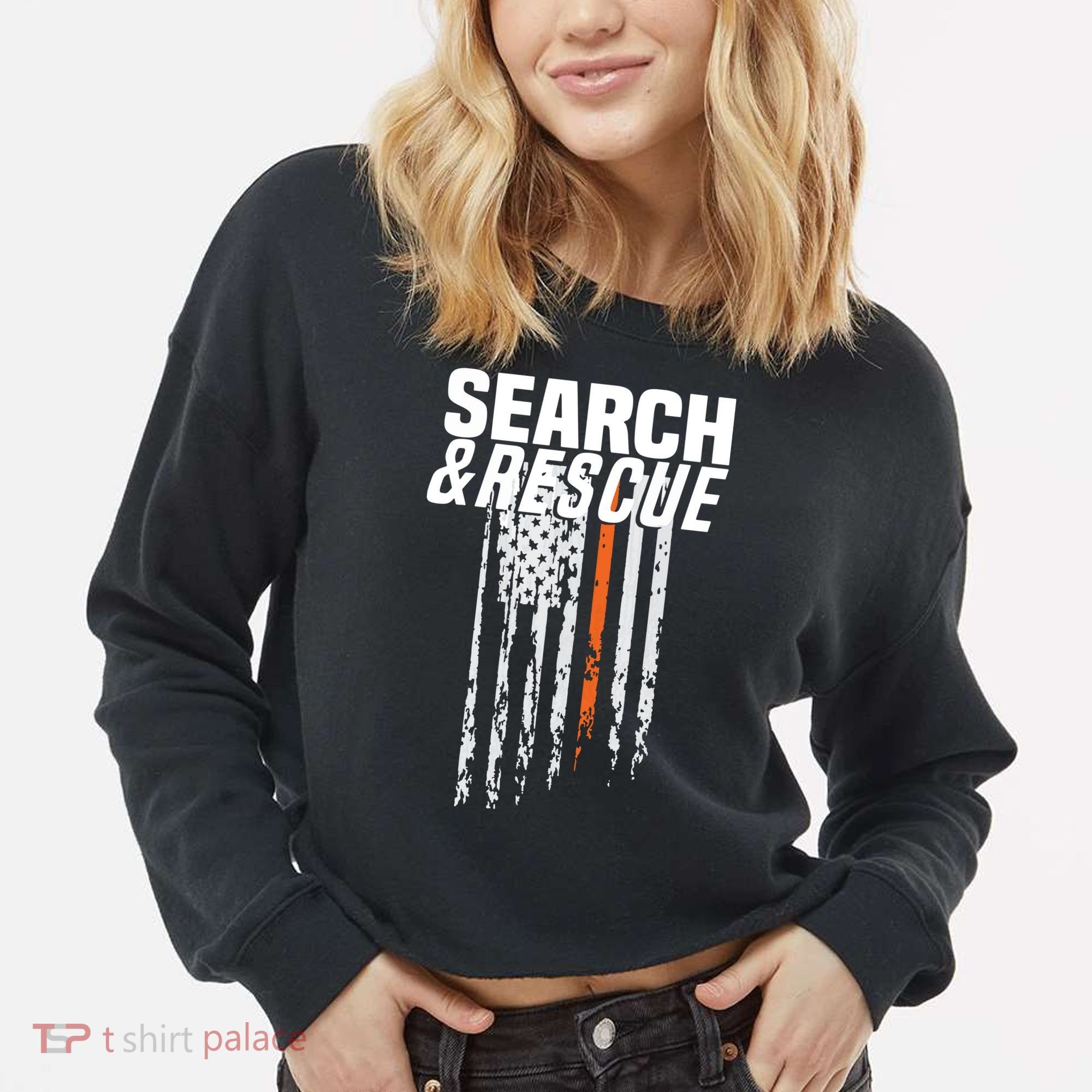 Thin Orange Line Search Rescue SAR Emergency Team Cropped Pullover Crew