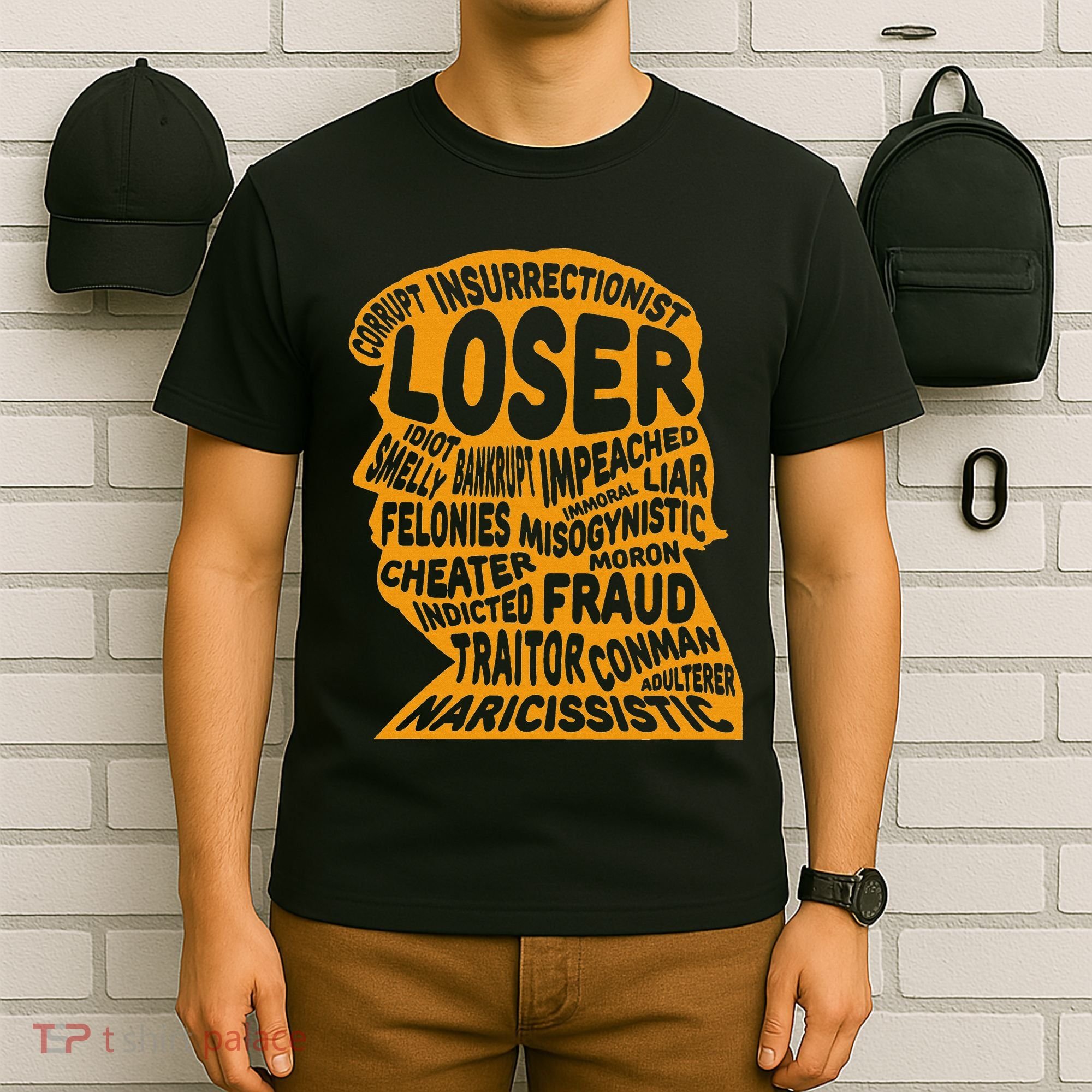 Trump Outline Loser Corrupt Idiot Liar Felonies Fraud T-Shirt
