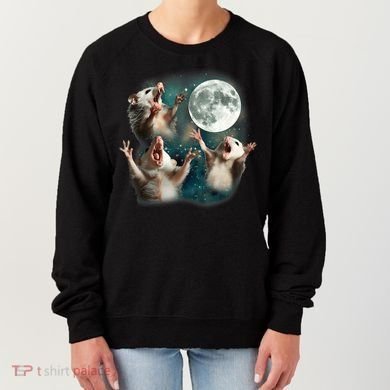 Three Opposum Moon 3 Possum Dead Moon Weird Cursed Meme Women's Sweatshirt