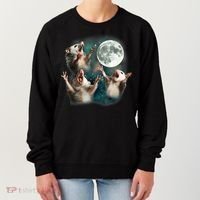 Three Opposum Moon 3 Possum Dead Moon Weird Cursed Meme Women's Sweatshirt thumb 0